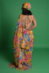Shop_Esha L Amin_Multi Color Crepe Croissant Pre Draped Ruffle Saree _at_Aza_Fashions