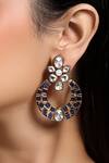 Buy_HRISHA_Blue Pearls, Crystals And Gold Designer Earrings _Online_at_Aza_Fashions