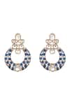 Shop_HRISHA_Blue Pearls, Crystals And Gold Designer Earrings _at_Aza_Fashions