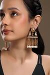 Buy_HRISHA_Gold Plated Pearls Kundan Polki Earrings _at_Aza_Fashions