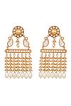 Shop_HRISHA_Gold Plated Pearls Kundan Polki Earrings _at_Aza_Fashions
