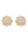 Shop_HRISHA_Pink Designer Kundan Polki Flower Earrings _at_Aza_Fashions