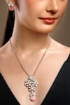 Buy_HRISHA_Gold Plated Pink Designer Necklace And Earring Set _at_Aza_Fashions