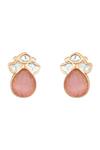 HRISHA_Gold Plated Pink Designer Necklace And Earring Set _Online_at_Aza_Fashions