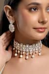 Buy_HRISHA_White Designer Kundan Polki Necklace And Earring Set _at_Aza_Fashions