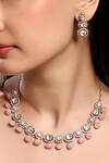 Shop_HRISHA_Gold Plated Crystals, Stones Pink Designer Necklace And Earring Set _Online_at_Aza_Fashions