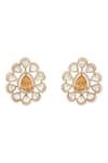 HRISHA_Peach Gold Plated Kundan Necklace And Earring Set _Online_at_Aza_Fashions