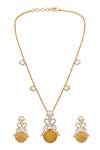 Shop_HRISHA_Gold Plated Designer Necklace And Earring Set _at_Aza_Fashions
