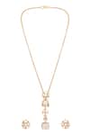 Shop_HRISHA_Gold Plated Zari And White Designer Necklace Set _at_Aza_Fashions