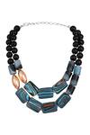 Shop_HRISHA_Multi Color Designer Blue Agate Statement Necklace _at_Aza_Fashions