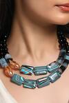 HRISHA_Multi Color Designer Blue Agate Statement Necklace _Online_at_Aza_Fashions