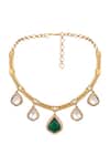 HRISHA_Green Designer Gold Plated Jewelry Set _Online_at_Aza_Fashions