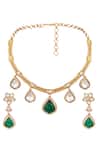 Shop_HRISHA_Green Designer Gold Plated Jewelry Set _at_Aza_Fashions
