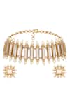 Shop_HRISHA_Gold Plated Pearls And White Designer Necklace Set _at_Aza_Fashions