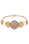 Buy_HRISHA_Gold Plated Stones Antique Floral Necklace And Earring Set _Online_at_Aza_Fashions