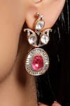 Shop_HRISHA_Pink Kundan Polki Necklace And Earring Set _Online_at_Aza_Fashions
