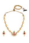 Shop_HRISHA_Gold Plated Kundan Polki Necklace Set _at_Aza_Fashions