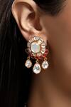 HRISHA_Gold Plated Pink Designer Necklace And Earring Set _Online_at_Aza_Fashions