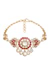 Shop_HRISHA_Gold Plated Pink Designer Necklace And Earring Set _Online_at_Aza_Fashions