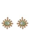 HRISHA_Gold Plated Zari Mint Designer Jewelry Set _Online_at_Aza_Fashions