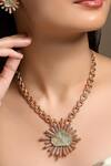 Buy_HRISHA_Gold Plated Zari Mint Designer Jewelry Set _Online_at_Aza_Fashions