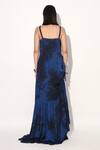 Shop_Linetribe__Blue Viscose, Satin Round Neck Designer Gown _at_Aza_Fashions