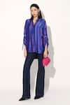 Buy_Linetribe__Pink Viscose, Satin Collared Purple Designer Shirt _at_Aza_Fashions