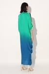 Buy_Linetribe__Green Viscose, Satin V-neck Blue Designer Kaftan Dress _Online_at_Aza_Fashions