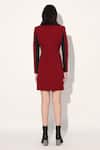 Buy_Linetribe__Red Crepe V-neck Designer Dress _Online_at_Aza_Fashions