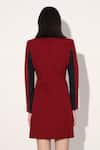 Shop_Linetribe__Red Crepe V-neck Designer Dress _at_Aza_Fashions