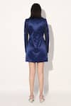 Shop_Linetribe__Blue Satin Shawl Neck Designer Dress _at_Aza_Fashions