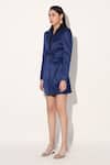 Linetribe__Blue Satin Shawl Neck Designer Dress _Online_at_Aza_Fashions