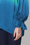 Buy_Linetribe__Green Viscose, Satin V-neck Gradient Top 