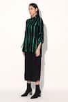 Linetribe__Black Viscose, Satin Collared Green Designer Shirt _Online_at_Aza_Fashions