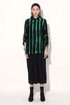 Buy_Linetribe__Black Viscose, Satin Collared Green Designer Shirt _Online_at_Aza_Fashions