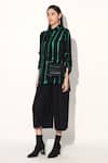 Buy_Linetribe__Black Viscose, Satin Collared Green Designer Shirt _at_Aza_Fashions