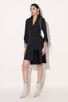 Buy_Linetribe__Black Crepe Open Neck Striped Designer Dress 