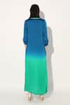 Shop_Linetribe__Multi Color Viscose, Satin Split V-neck Designer Green Blue Tunic _at_Aza_Fashions