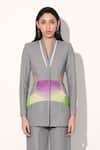 Linetribe__Gray Designer Grey Suiting Blazer And Pant Set _at_Aza_Fashions