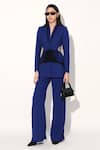 Buy_Linetribe__Blue Crepe Designer Blazer And Pant Set _at_Aza_Fashions