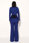 Shop_Linetribe__Blue Crepe Designer Blazer And Pant Set _at_Aza_Fashions