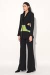 Buy_Linetribe__Black Crepe Striped Designer Blazer And Pant Set 