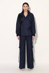 Buy_Linetribe__Blue Denim Shawl Neck Designer Jacket _at_Aza_Fashions