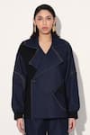 Shop_Linetribe__Blue Denim Shawl Neck Designer Jacket _Online_at_Aza_Fashions