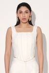 Linetribe__White Denim Square Neck Corset Top _at_Aza_Fashions