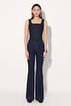 Linetribe__Blue Denim Square Neck Designer Corset _Online_at_Aza_Fashions