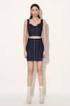 Buy_Linetribe__Blue Denim Crop Top And Skirt Set _at_Aza_Fashions