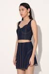 Buy_Linetribe__Blue Denim Crop Top And Skirt Set _Online_at_Aza_Fashions
