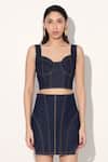 Linetribe__Blue Denim Crop Top And Skirt Set _at_Aza_Fashions
