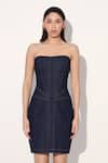 Linetribe__Blue Denim Off-shoulder Strapless Dress _at_Aza_Fashions